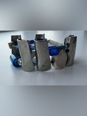 Anne-Marie Chagnon Silver-Tone Bracelet with Vibrant Blue Beads